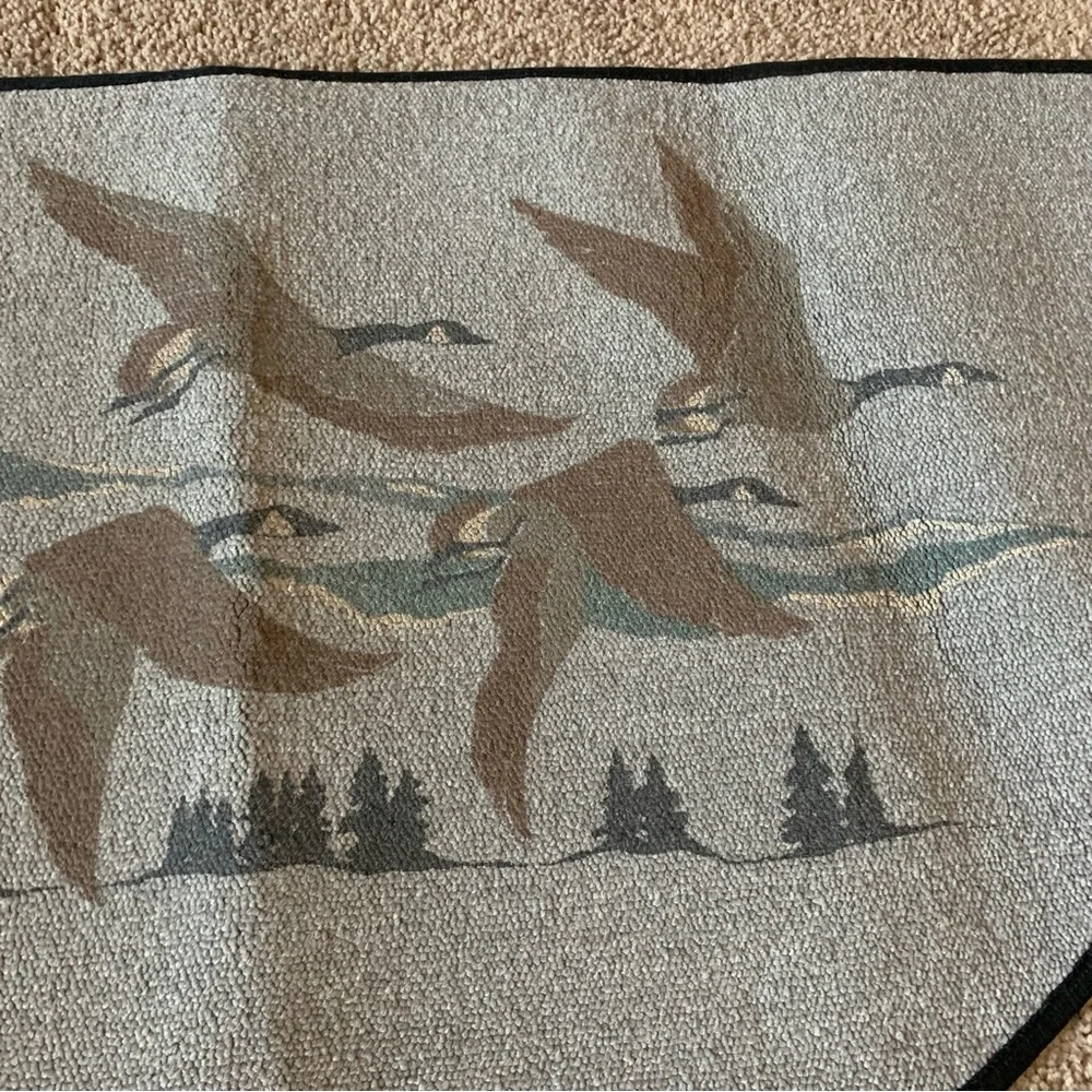 Vintage large gray flying geese bird nature decorative half moon door mat rug